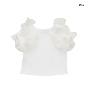 T-shirt bianca con applicazioni per neonata e bambina